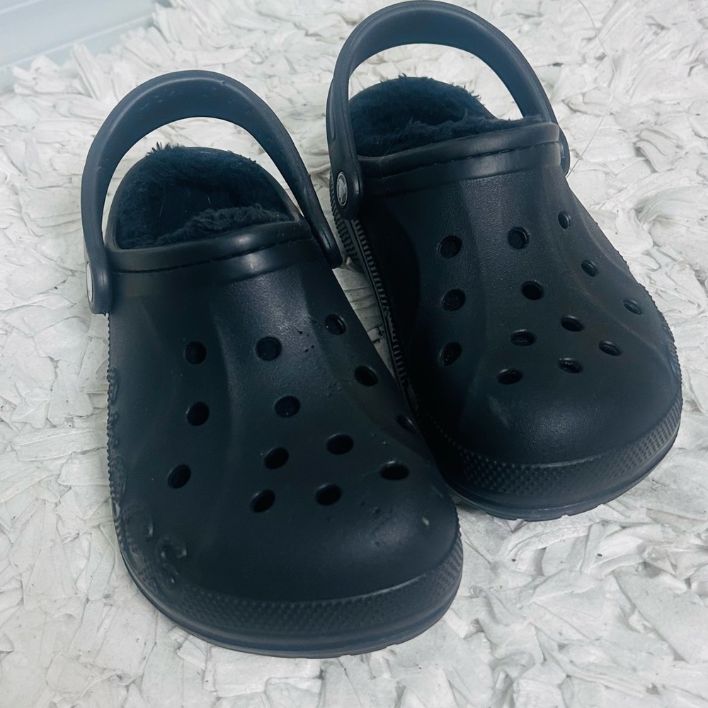 Black Fuzzy Crocs